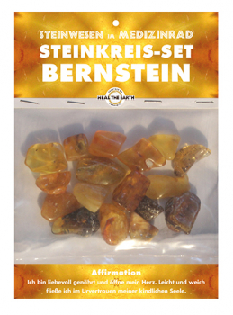 Bernstein Trommelstein Steinwesen im Medizinrad Steinkreisset