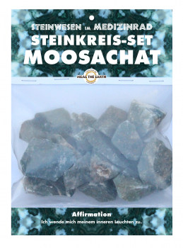 Moosachat Rohsteine Steinwesen im Medizinrad Steinkreis Set