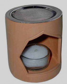 Räucherstövchen Säule terracotta mit Sieb Leichtversion 80mm