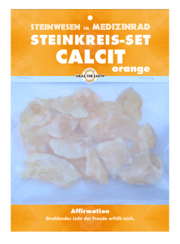Orangencalcit behandelt Steinwesen im Medizinrad Steinkreis Set