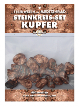 Kupfer - Kupfernuggets- Steinwesen im Medizinrad Steinkreis Set