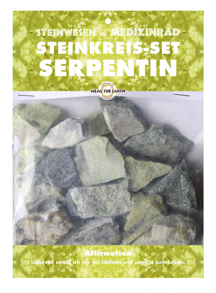 Serpentin Rohstein Steinwesen im Medizinrad Steinkreis Set